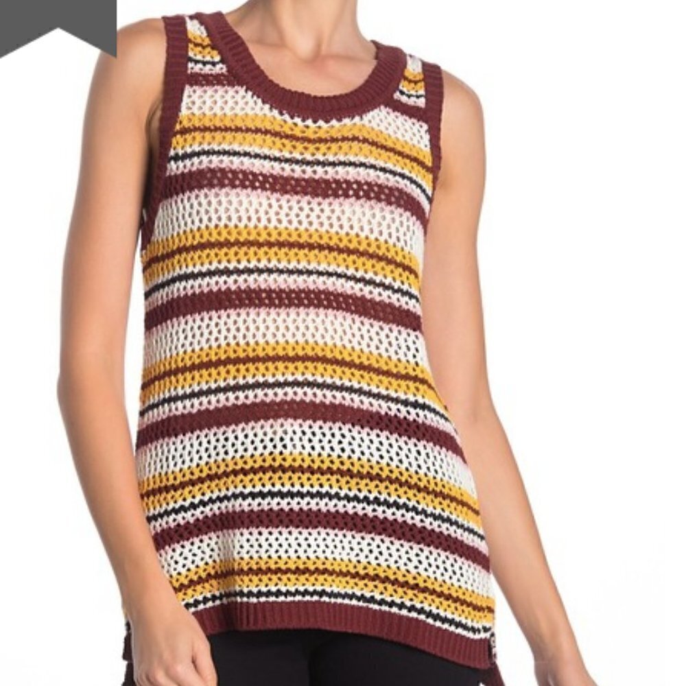 Sanctuary Sunland Stripe Sleeveless Cotton Sweater